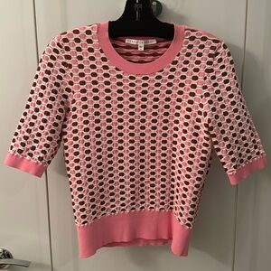 Veronica Beard Pink and Brown Patterned Blouse